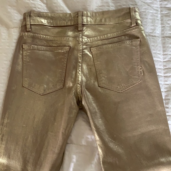 Rich & Skinny gold lamé metallic jeans size 25 - Picture 2 of 7